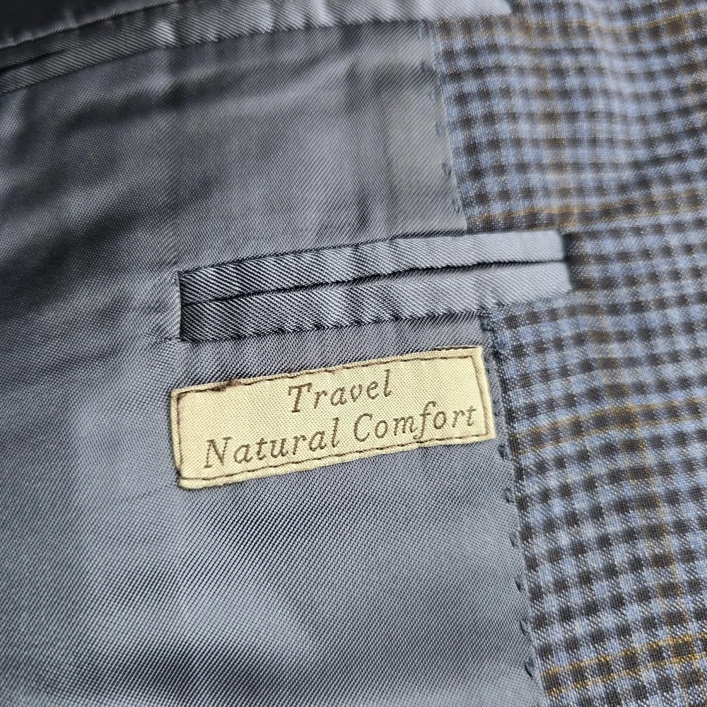 Canali 1934 Blazer Sportscoat Mens 46R Blue Plaid Italian Wool 2-Button